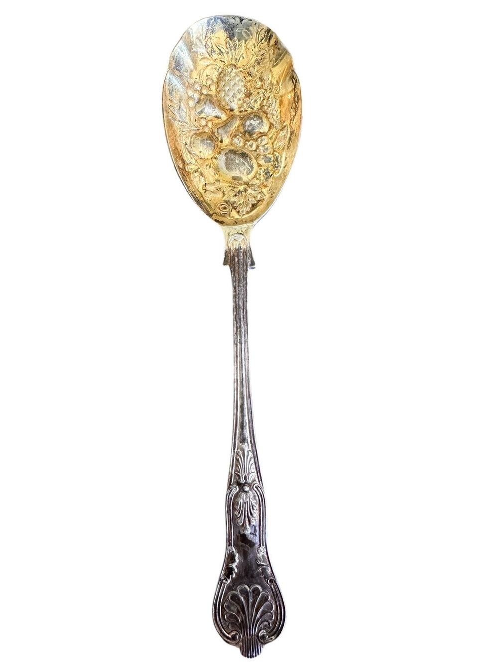 Vintage S.G. Sheffield, RATTAIL Silver Plate, EPNS A1 Raised Fruit Serving Spoon